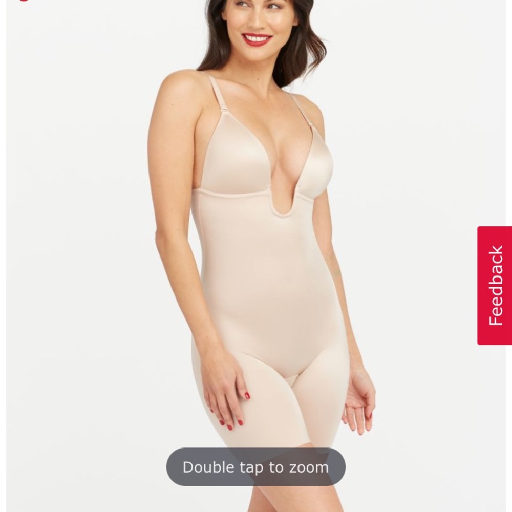 Plunge low back mid- thigh bodysuit